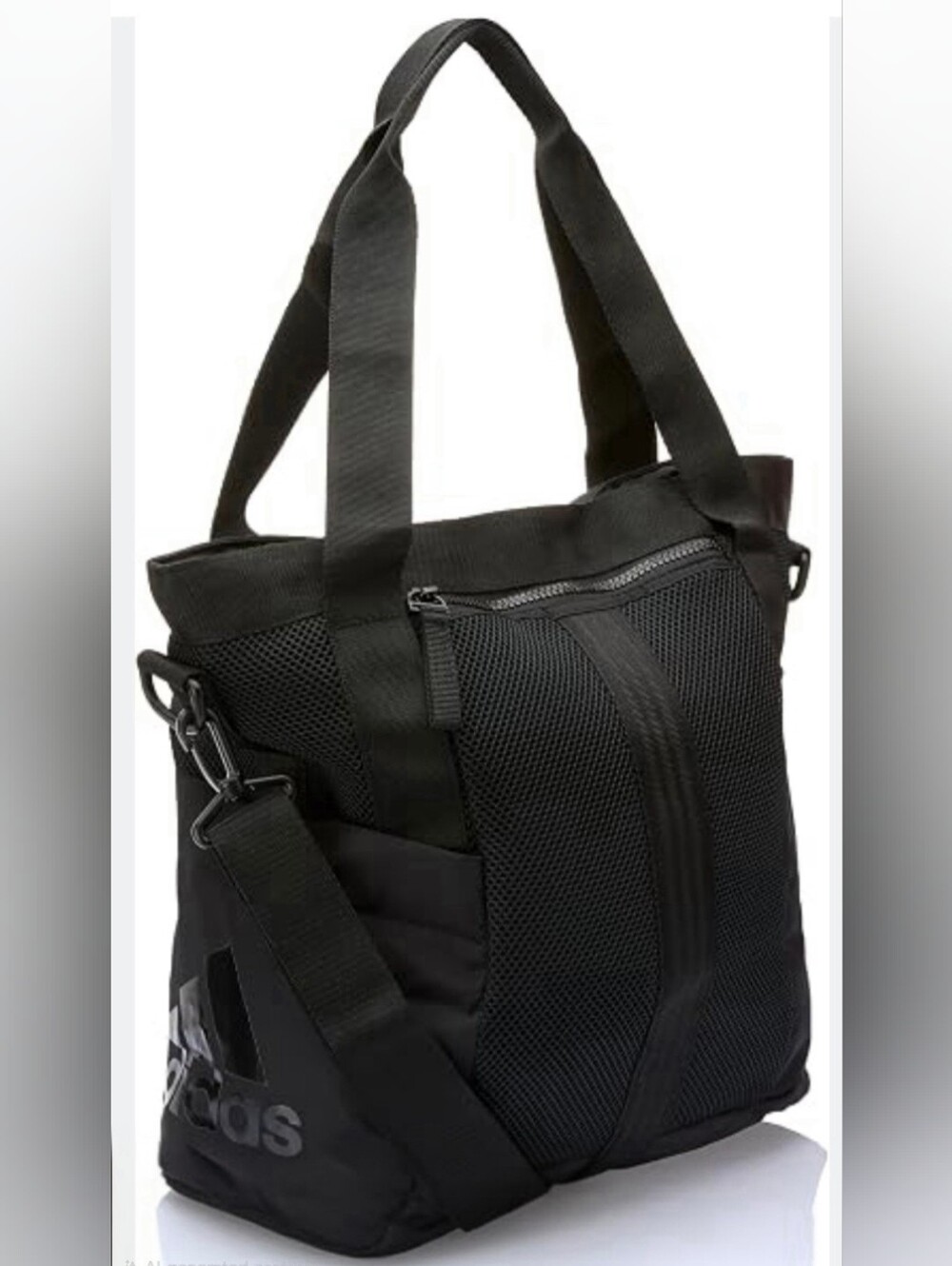 adidas Black Convertible Messenger Tote with Mesh Front